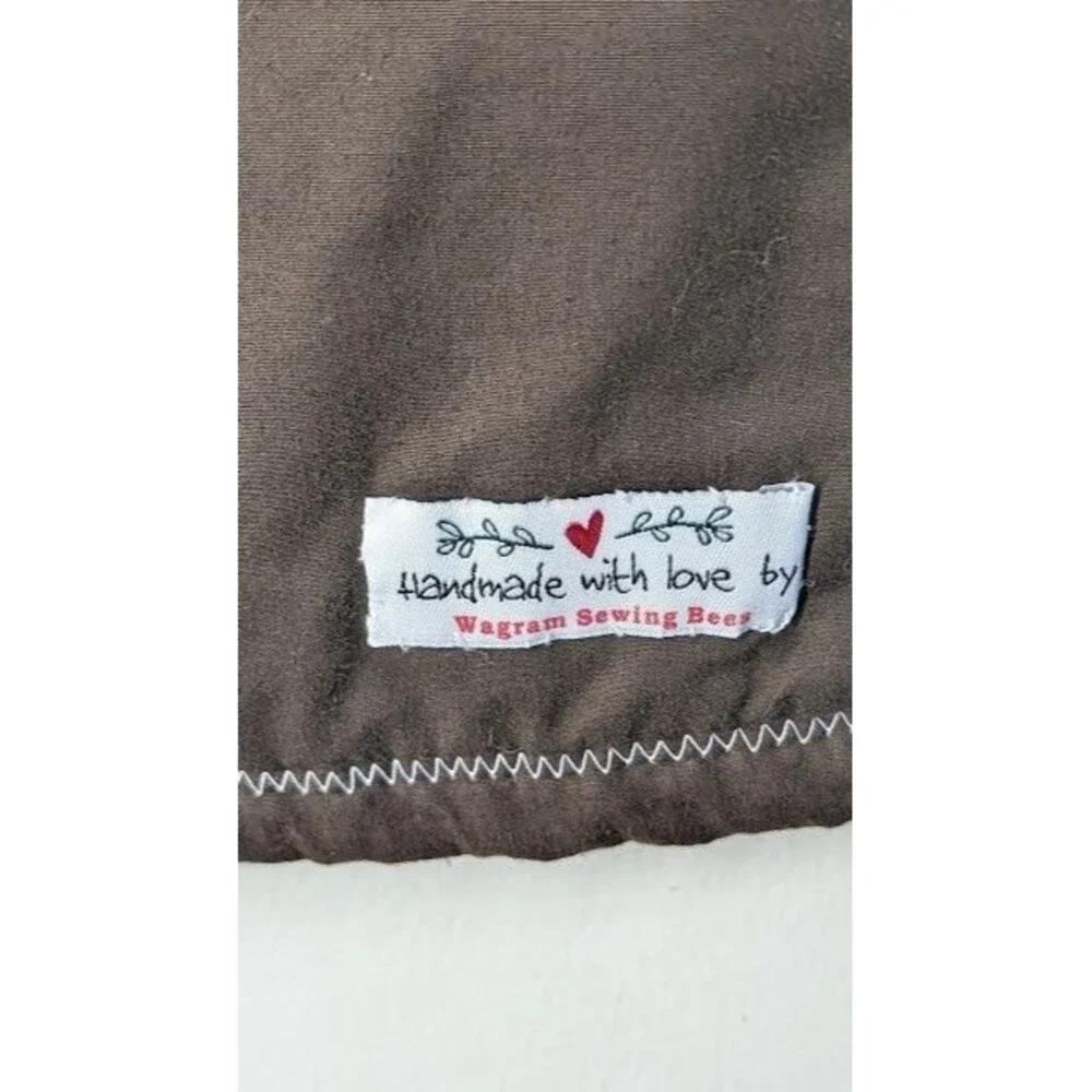 Vintage Handmade Quilt Tied Polyester Knit 35.5 in x 36.5 in